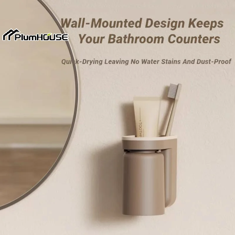Innovative Wall Mounted Light Luxury Mouthwash Toothbrush Cup Storage Rack Couple Bathroom Organizer