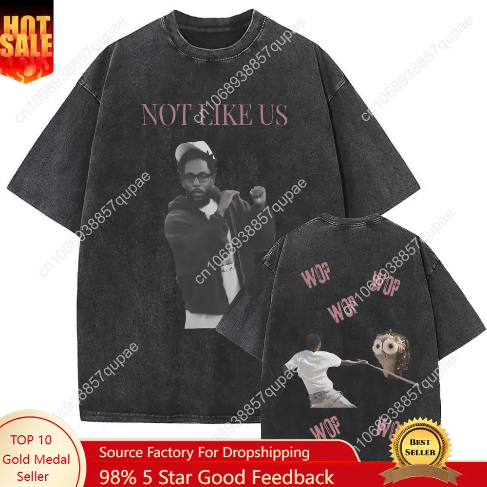 

Washed Vintage Rapper Kendrick Lamar They Not Like Us Mustard Funny Graphic T-shirt Men Women Fashion Hip Hop Oversized T Shirts