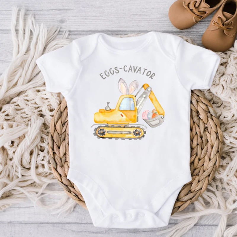 Kids Bodysuit Easter Baby Romper My First Construction Baby Bodysuit Personalised Shirt Outfit 2025 Babies First Easter T Shirt