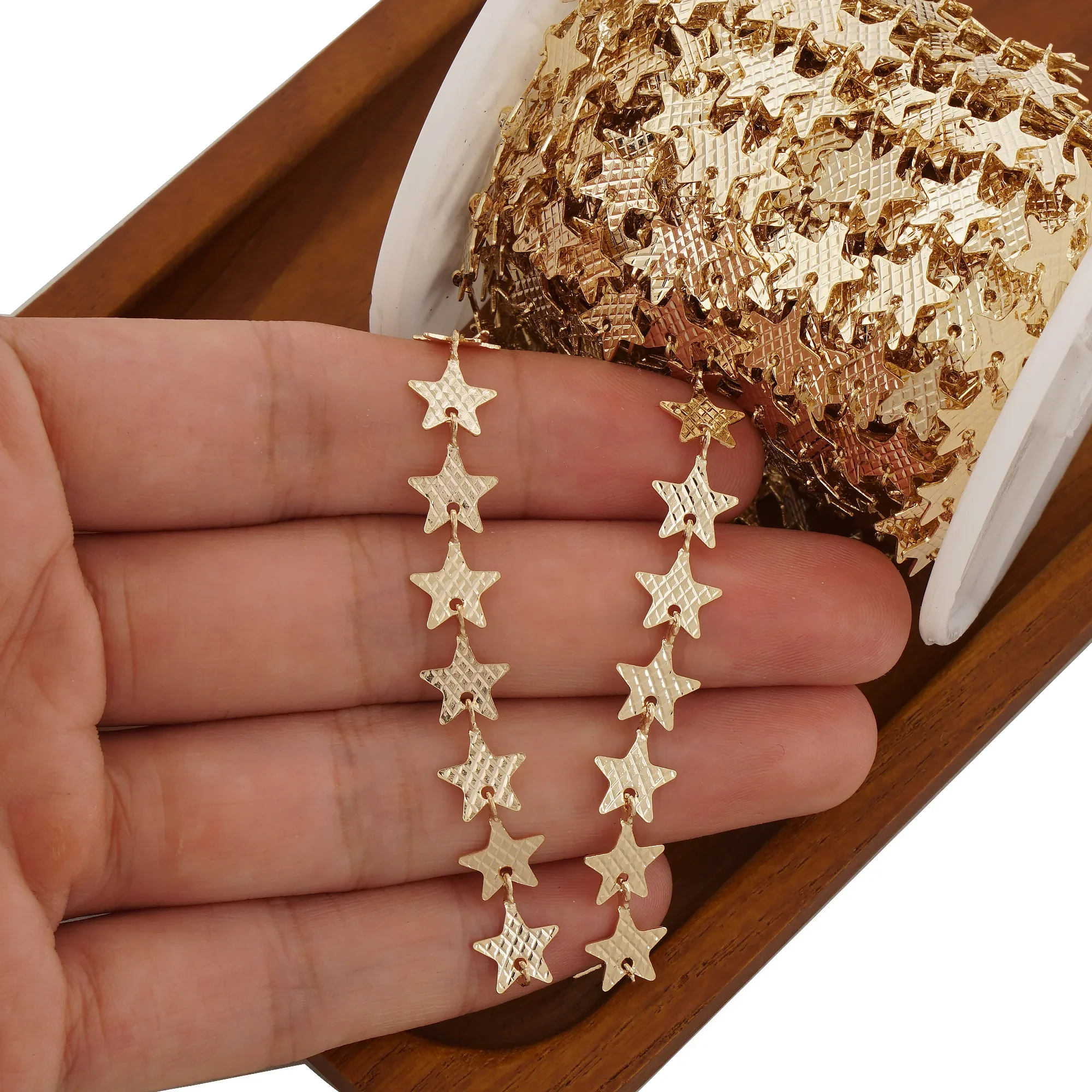14K Gold Filled Hammered Star/Round Disc/ Flower/Clover Chain Unfinished Chain For Custom Jewelry Making 2 Feet Free Shipping