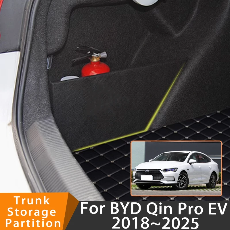 

Auto Accessories For BYD Qin Pro EV 2018~2025 2019 Car Upgrade Organizer Trunk Side Partition Trunk Interior Storage Box Parts