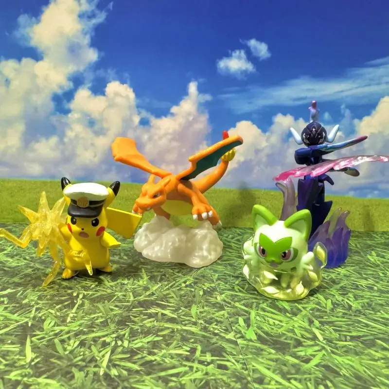 TOMY-figuras de acción de Pokémon trenzadas, juguetes para regalo, Pikachu, Sprigatito, Ceruledge, Charizard, set de 4 unidades