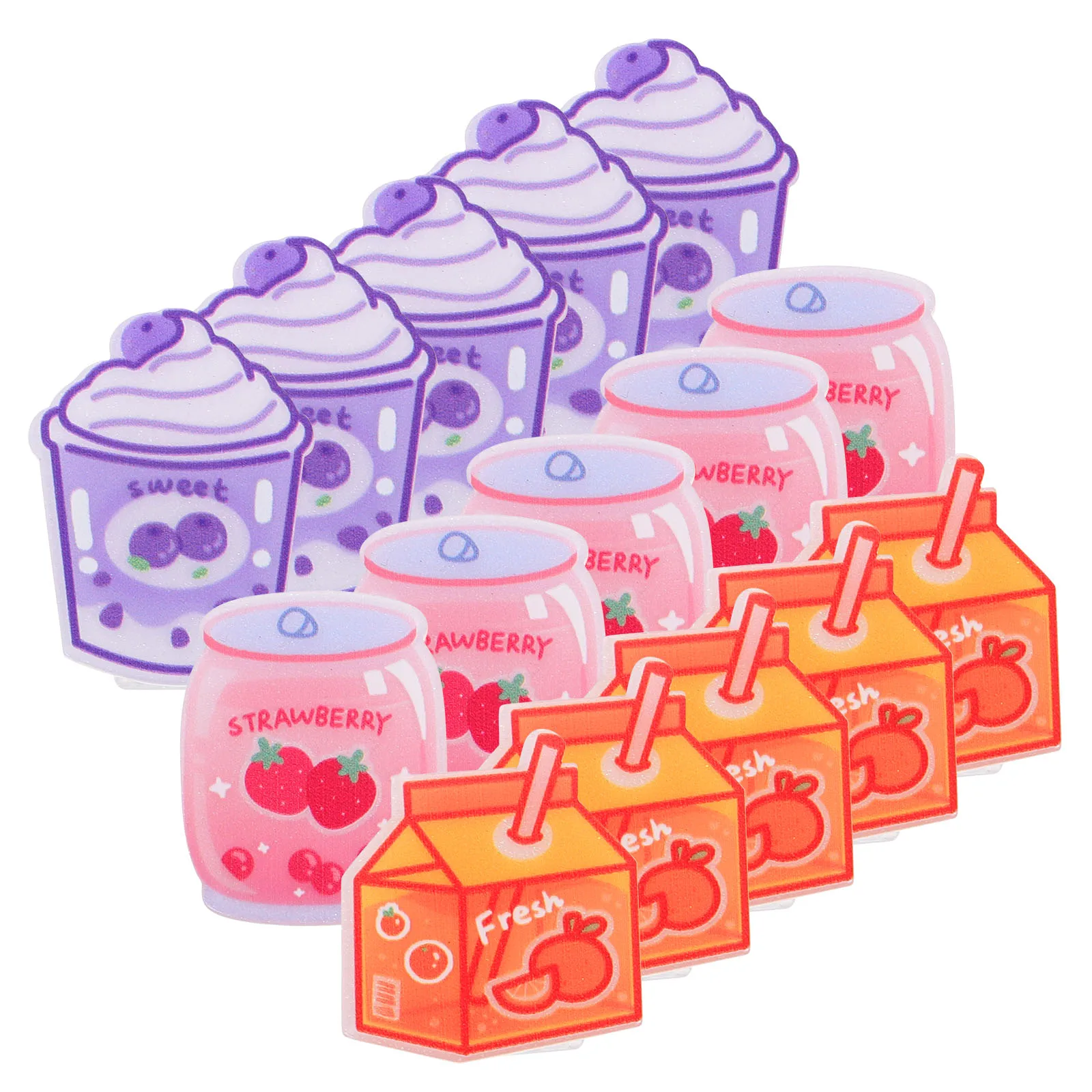 15pcs Creative Clips Acrylic Cartoon Document Clip Multi-Use For Office Study Desk Supplies Snack Bag Sealing Clamps Paper