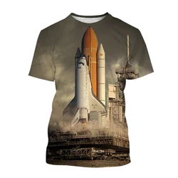 3D Printed Space Shuttle T-shirt For Men Personality Rocket Spacesuit Graphic T Shirt Street Summer Short Sleeves Children Tees