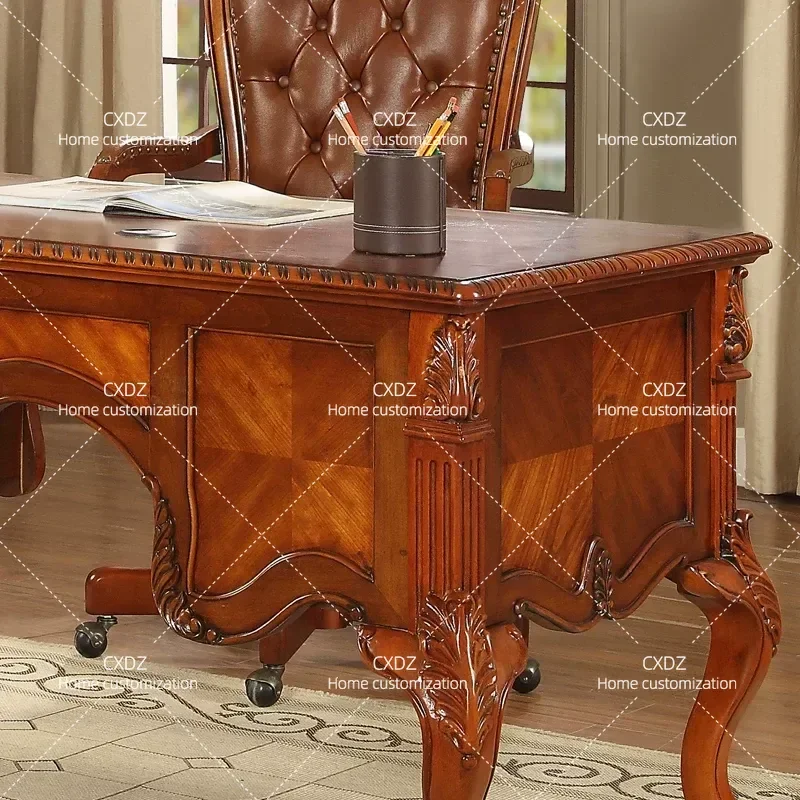 Solid Wood Computer Desk Home Office Writing Table Antique Study Furniture Workstation for Bedroom Living Room