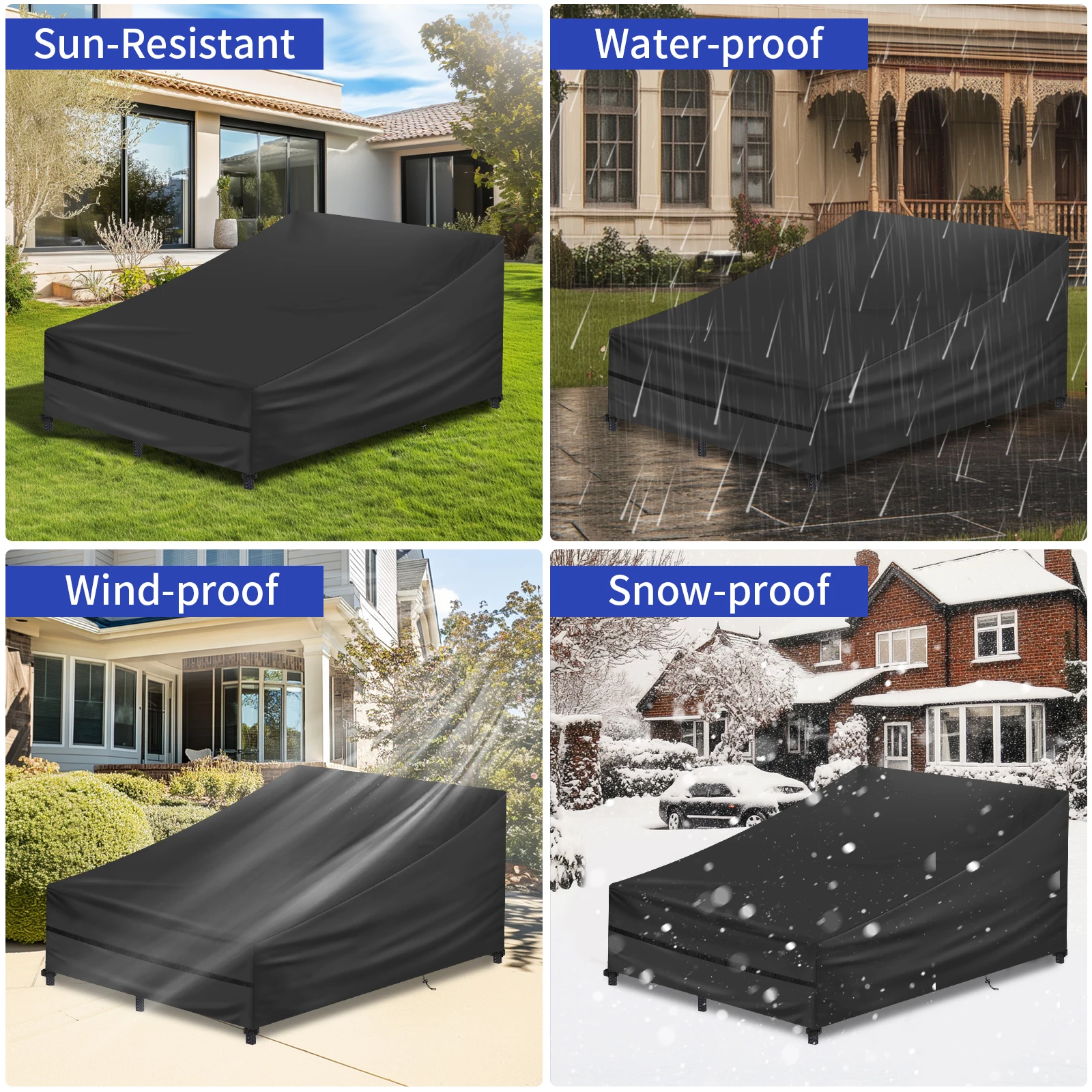 Waterproof Double/Single Wide Patio Chaise Lounge Chair Cover Outdoor Rattan Daybed Lawn Pool Furniture Bed Protection Covers view 5