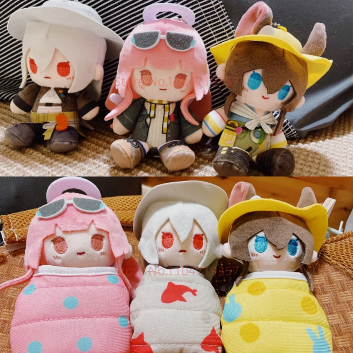 

14 см Аниме-игрушка Arknights Доктор Амия в спальном мешке, милая мягкая хлопковая кукла-брелок в виде животного, мультяшные мини-игрушки, подарки