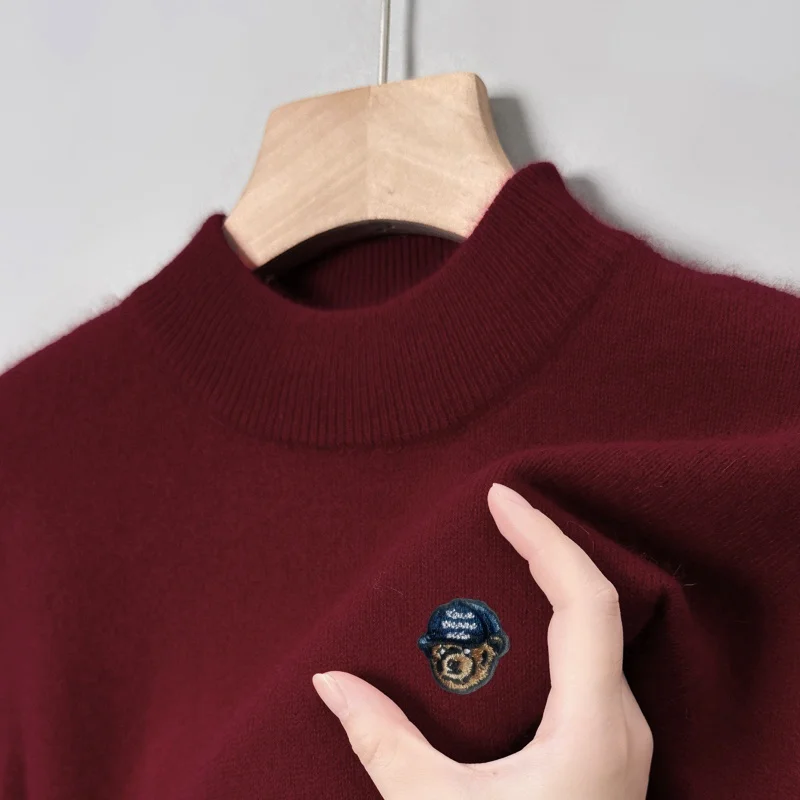 

Дизайнерский качественный мужской пуловер с круглым вырезом, вязаный свитер, Лидер продаж, зимняя одежда с принтом медведя, элитная модная повседневная универсальная мужская одежда