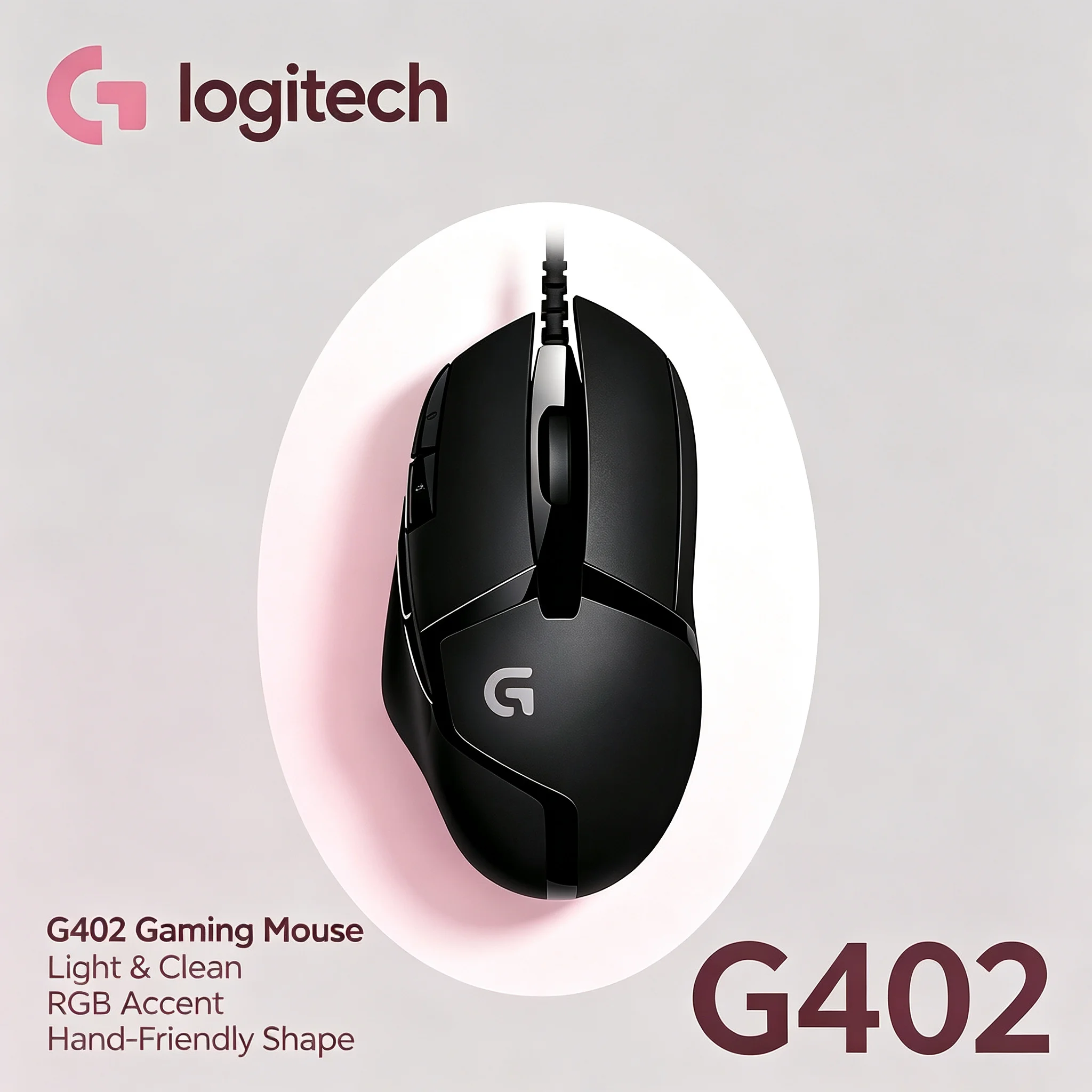 Logitech G402 Wired Ergonomic Game Mouse RGB Backlight 8 Buttons Adjustable DPI Gaming Mice