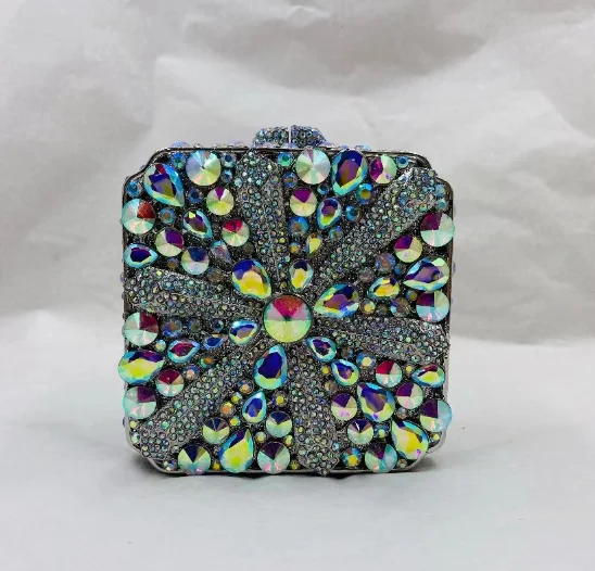 

XIYUAN Silver/Red/Blue/Green Rhinestones Clutch Purse Metal Stones Evening Bags Wedding Bridesmaid Handbags Women Diamond Bags