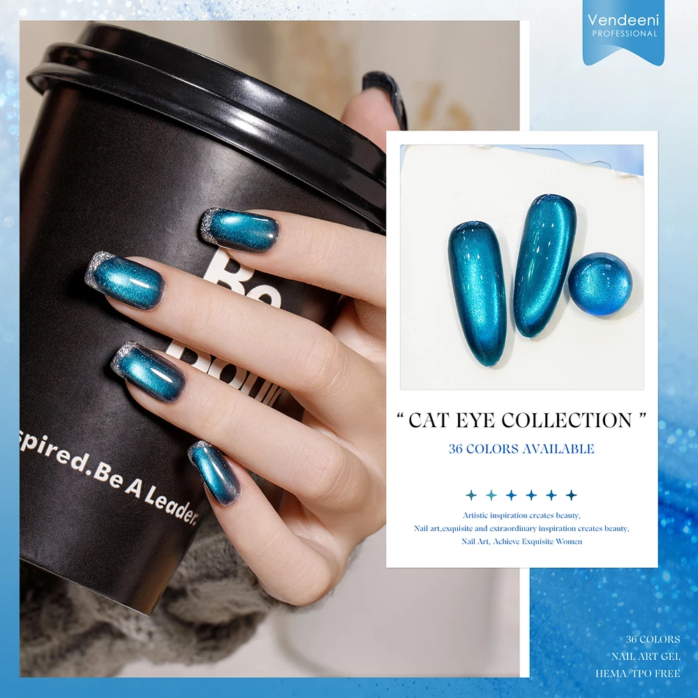 Vendeeni 36 Farben/Set Gletscherblauer Katzenaugen-Gel-Nagellack Magnetischer UV-LED-Gel Traumhaftes Meerblau Katzenaugen-Gel-Lack mit Display – Detail 6