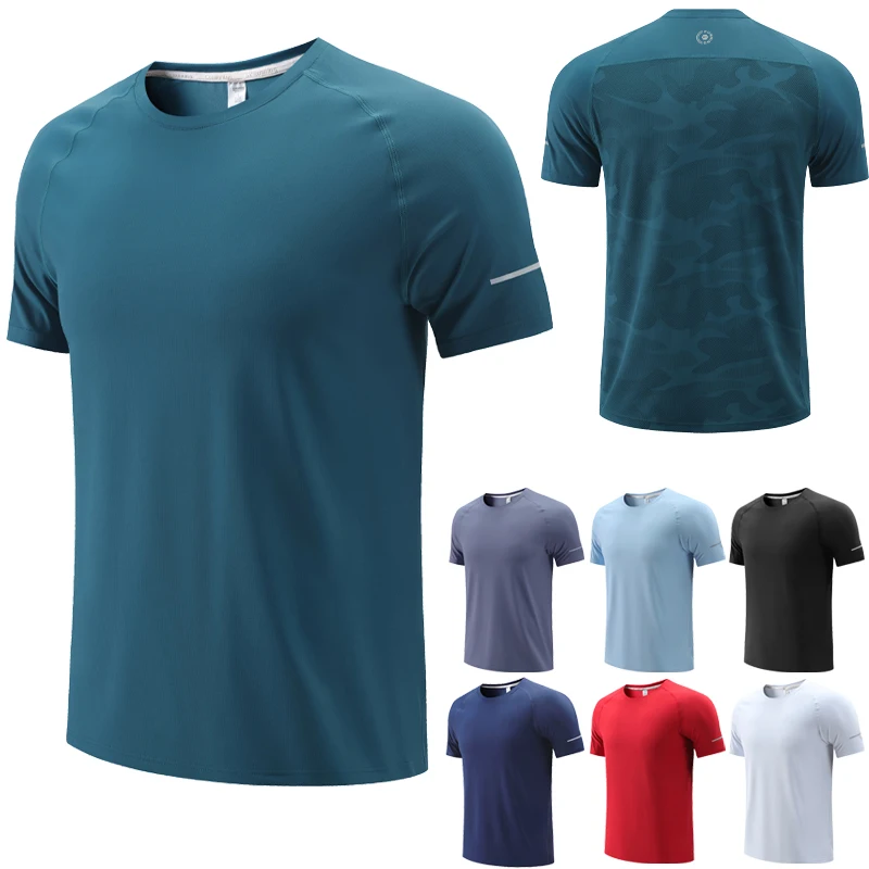 Men Gym T-shirt Quick Dry Sport Short Sleeve Casual Multicolor T Shirts 2022 New Breathable Workout Tops Male Running Shirts