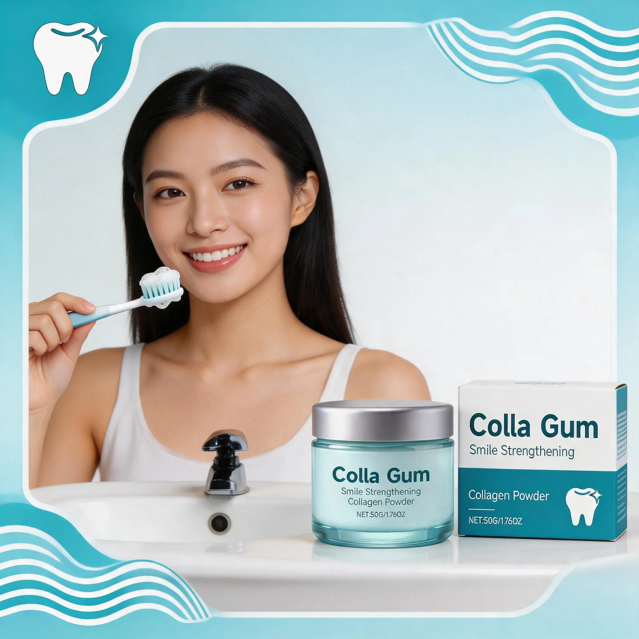 Latest Collagen Tooth Powder, Gently Cleanses, Removes Surface Stains, Refreshes Breath and Brightens Smile for Daily Oral Care