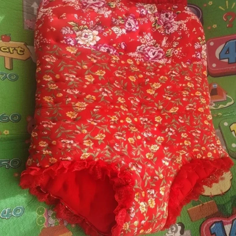 フェチレース花ソフトタッチブリーフ男性ハイウエスト充填綿ふわふわ暖かいパンティー女性手作りブリーフボトムパジャマ