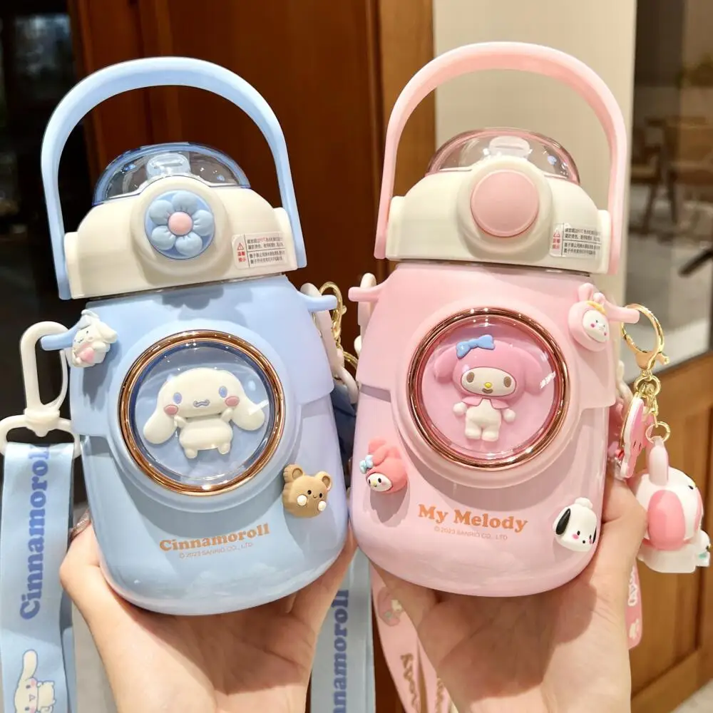 

700Ml Thermos Cup 316 Sanrio Cinnamoroll Kuromi Straw Water Cup Cartoon Hello Kitty Girls Cute Kettle Portable Children School
