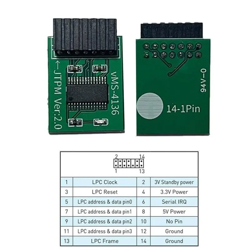 X64A-For MSI LPC 14-Pin TPM 2.0 Encryption Security Module Remote Card
