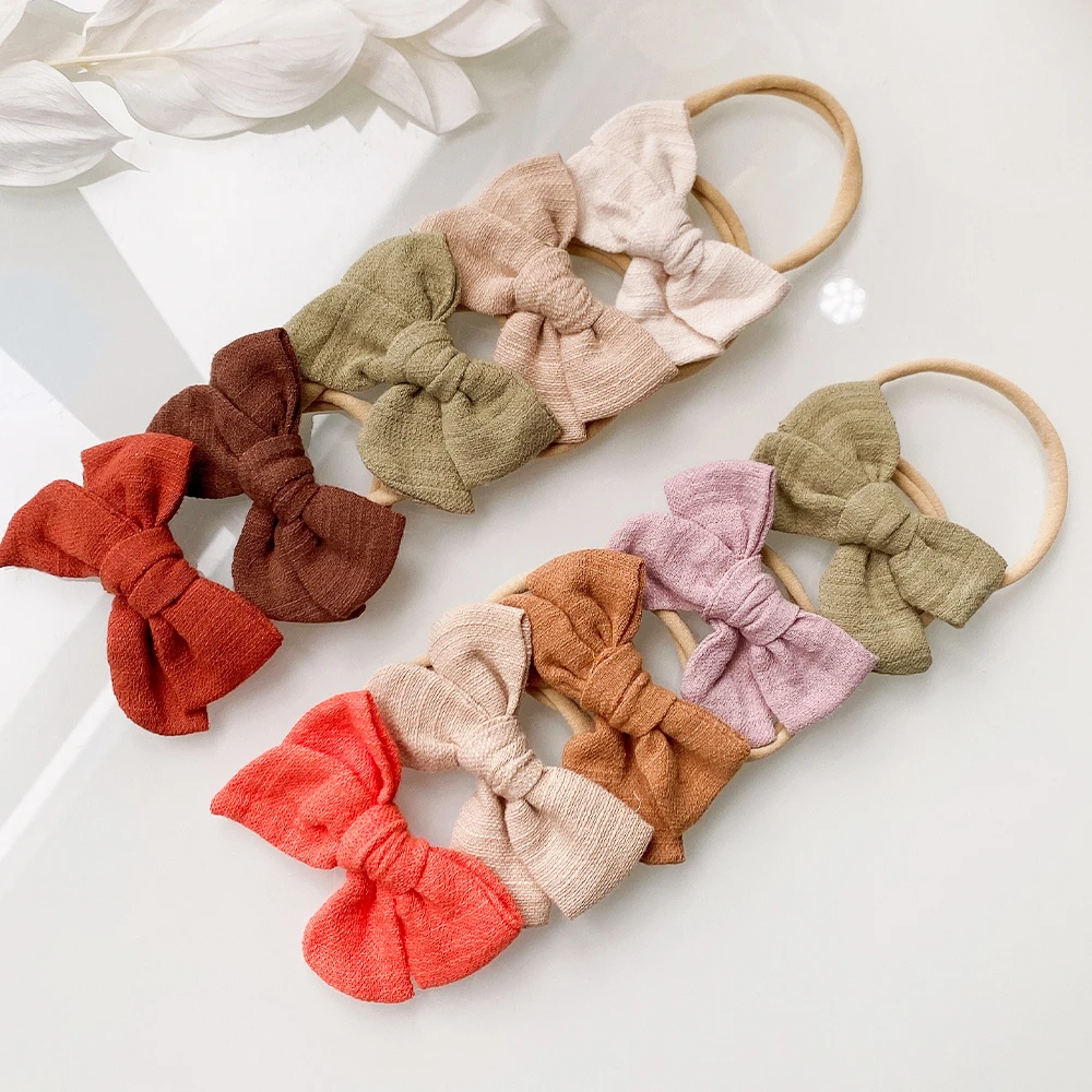 5pc Solid Cotton Baby Headband Kid Girls Nylon Elastic Hairbands Infant Nylon Headband Newborn Hair Accessories