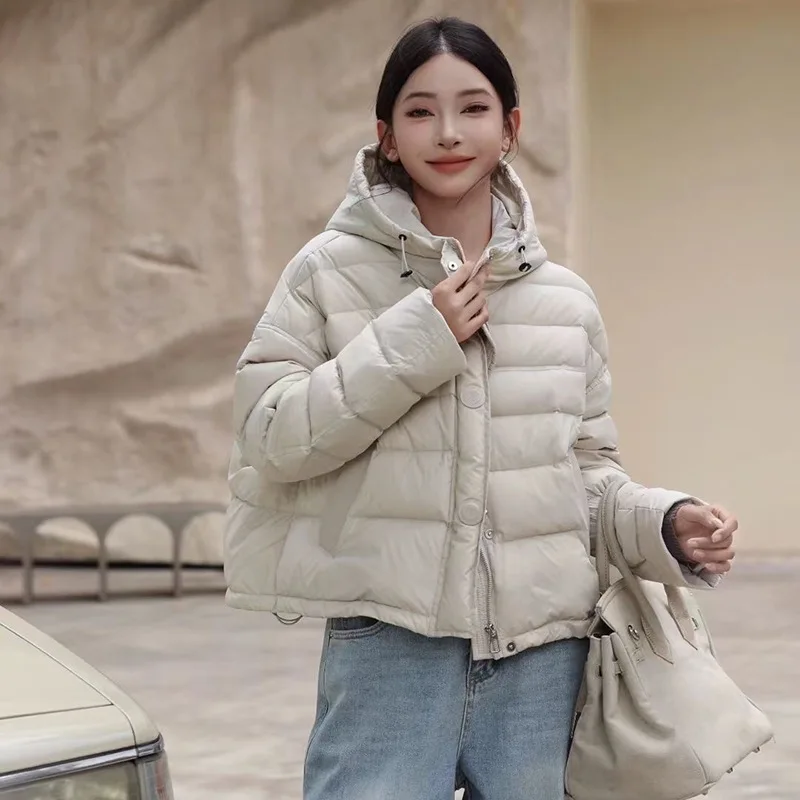 Lightweight Puffer Down Jacket for Women - Short Style 2025 Fall/Winter New Arrival Hooded Warm Coat - Trendy
