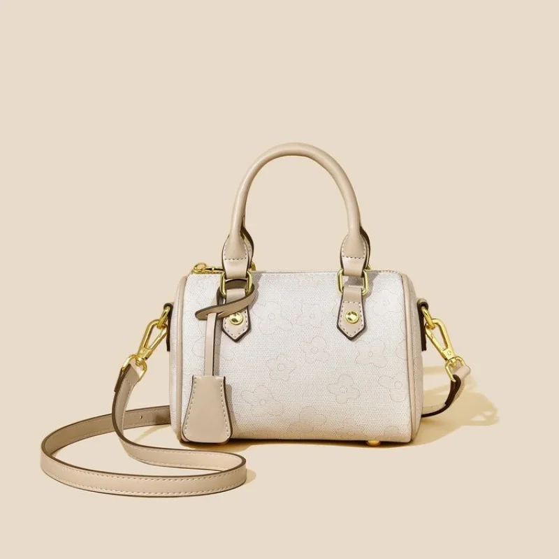 

Vintage Doctor Bag For Women, Structured Leather Shoulder Purse With Brass Buckles, Retro-Inspired Office Accessory