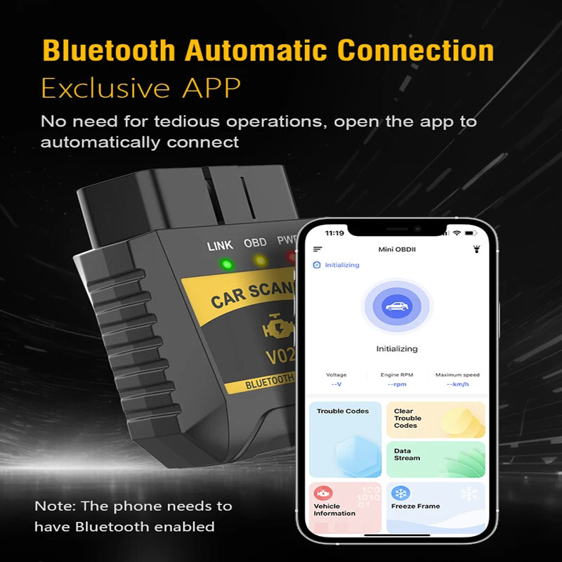 V020 elm327 v1.5 obd2 scanner support bluetooth 4 for ios/android/pc elm 327 code reader clear error engine car diagnostis tool