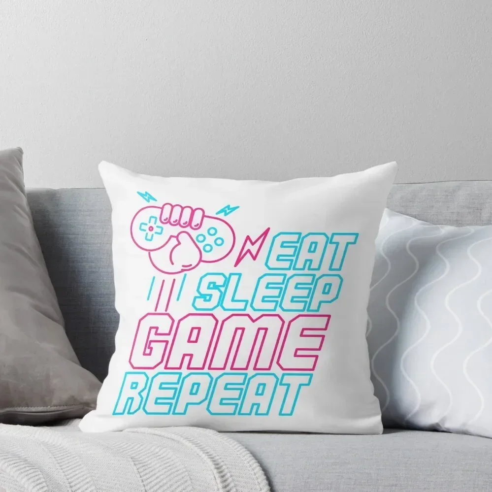

Eat Sleep Game Repeat Funny Gift For Gamers Throw Pillow Cushions For Sofa Sofa Pillow Cover Sofas Covers anime girl pillow