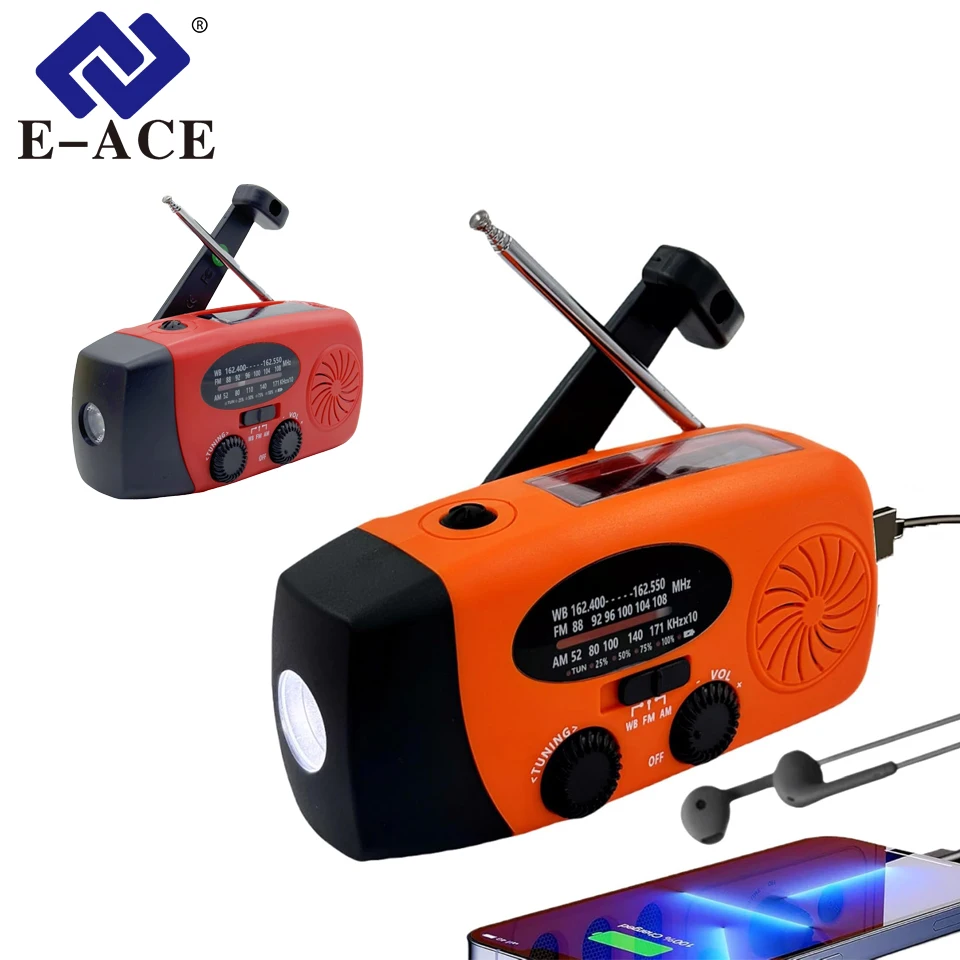 Gerador de Energia Multifuncional com Manivela, Rádio, Lanterna Solar, para Atividades ao Ar Livre, Prevenção de Desastres, FM AM WB NOAA, Power Bank