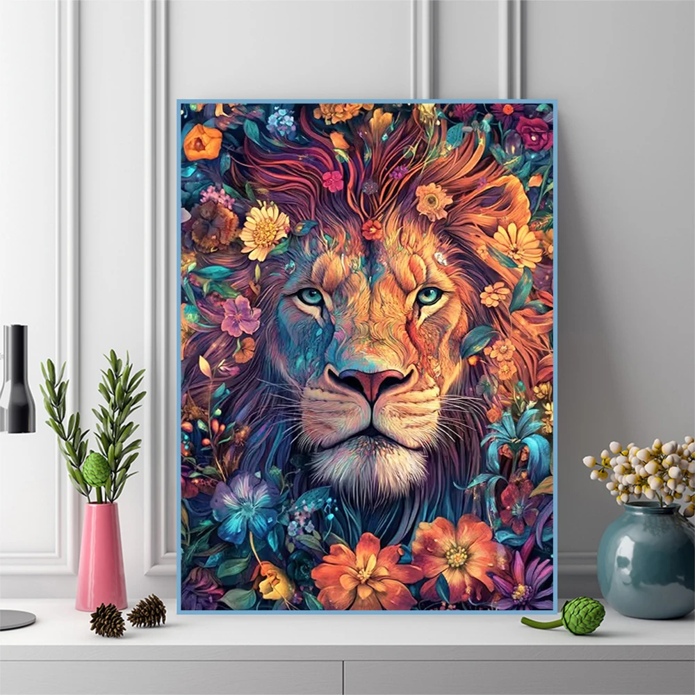 

Lion Diamond Painting Animal Picture Rhinestones Diamond Mosaic Flower New Collection DIY Embroidery Decor for Home