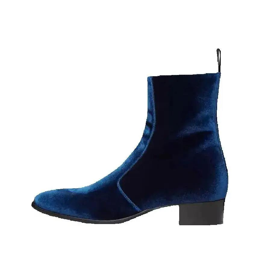 

Handmade customize Men Pionted Toe Velvet Comfortable Slim Fit Pionted Toe Zipper Boots