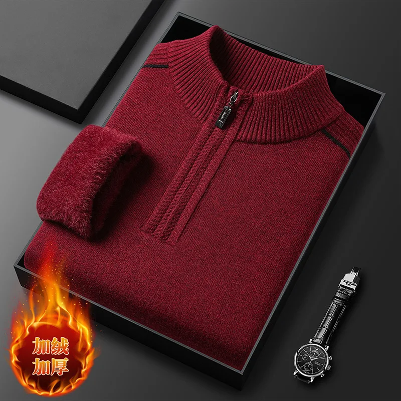

Высококачественный зимний мужской свитер с полувысоким воротником