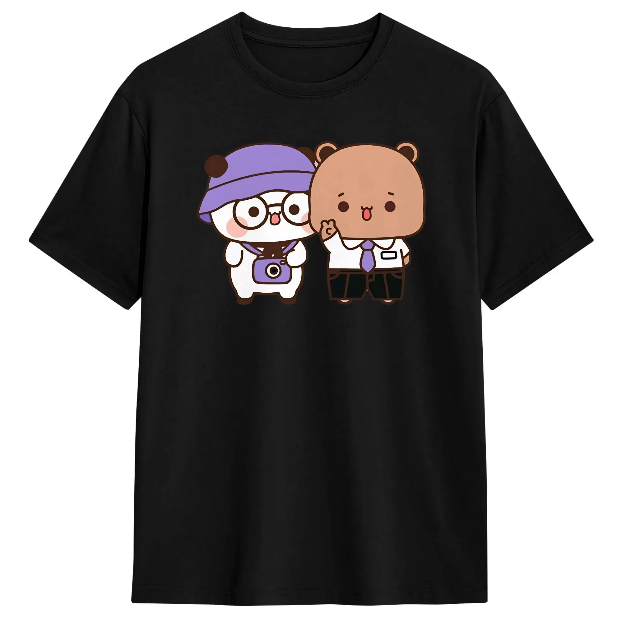 2026 Bear and Panda Bubu Dudu Balloon Pure Cotton T-Shirt for Men's Summer T Shirts Round Neck Leisure Tees Wholesale Tops