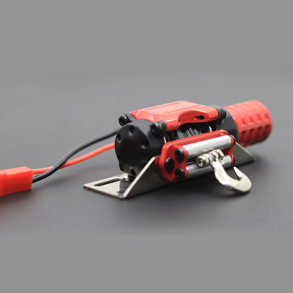 Durable Metal Winch Traction Red Black Low Power Consumption Simulation Rc Crawler Winch Accessories