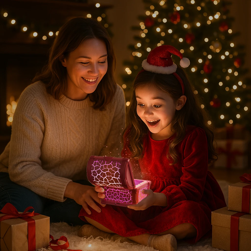 Proiettore Luce d'atmosfera Luce di flusso USB Luce notturna Lampada a LED per bambini Cielo stellato Baule del tesoro Lampade per proiezione Regalo di compleanno