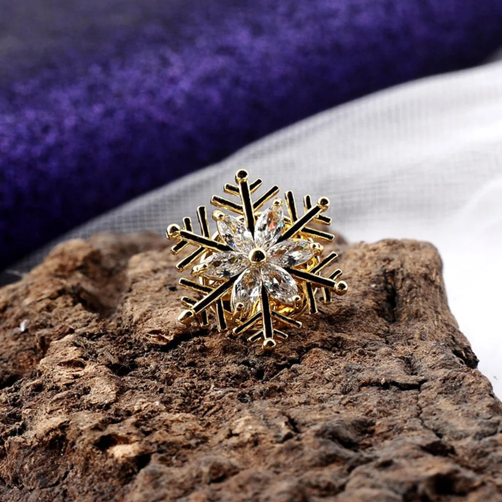 2 قطعة دبوس طية صدر السترة على شكل ندفة الثلج للنساء، إكسسوار بروش من خليط معدني أنيق، مشبك ياقة أنيق لتزيين وتغطية الزي #2