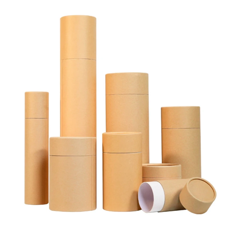 1Pcs Empty Thick Round Cowhide Empty Paper Tube Essential Oil Roller Bottle Packaging Box For Oil Perfume Container