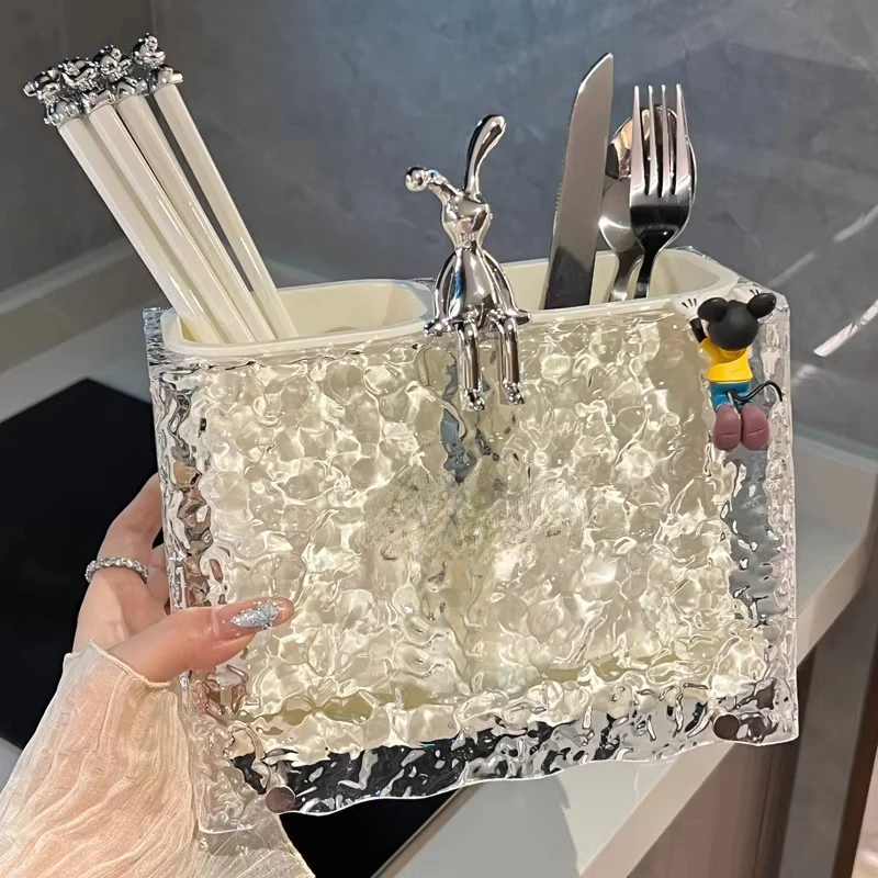 

Kitchen sink wall-mounted storage, chopstick tube spoon, knife fork utensils, draining rack organizer