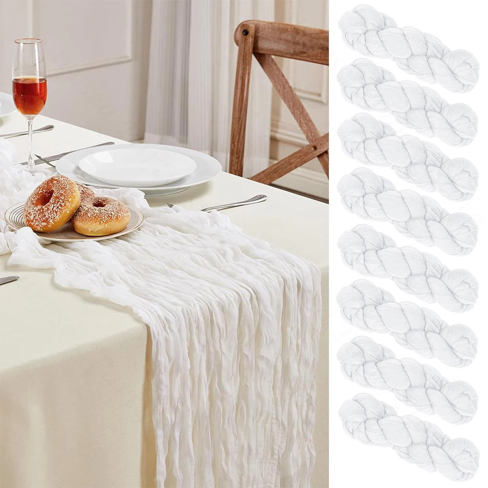 Weißer Käsetuch-Tischläufer für Hochzeit, Boho-Gaze, rustikal, durchsichtiges Käsetuch, Tischläufer, Brautparty, Geburtstag, Party-Dekoration