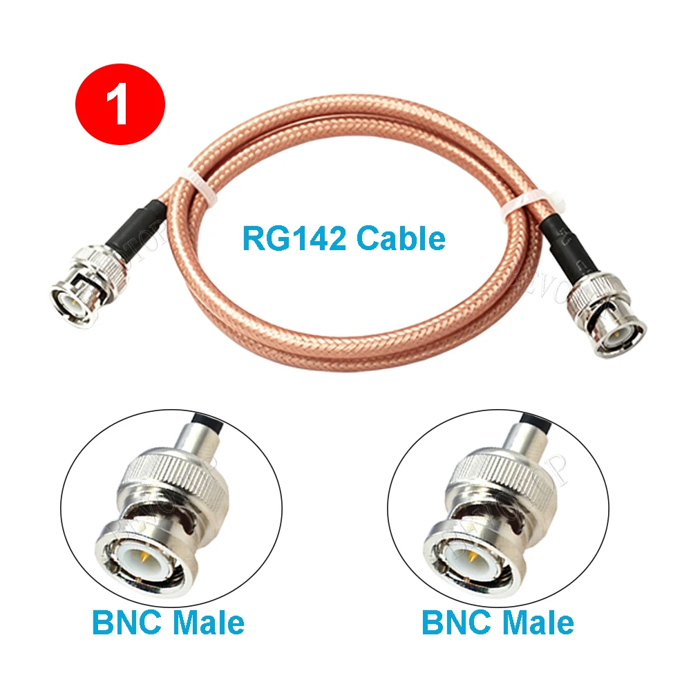 BNC RG142 Cable BNC Female to BNC Male Straight/ Right Angle 90° Plug Double Shielded Low Loss 50 Ohm RG-142 Jumper