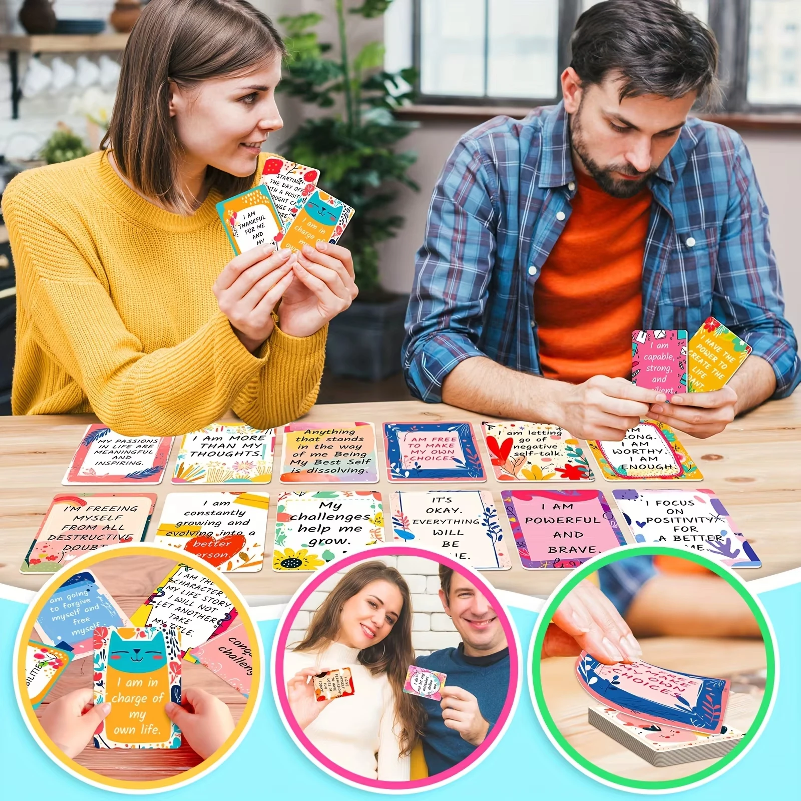 50-Piece Inspirational Quote Cards Set - Colorful Encouragement Cards with Positive Affirmations, Motivational Paper Card