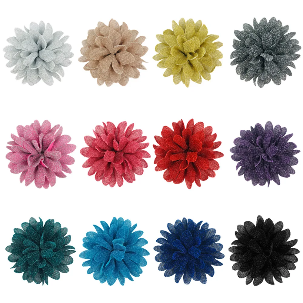 

300pcs10cm New Silver Silk Cloth Toe Flower Shoes Hat Flower Kids Headwear Girls Clothing Hair Accessories Direct Sale Wholesale