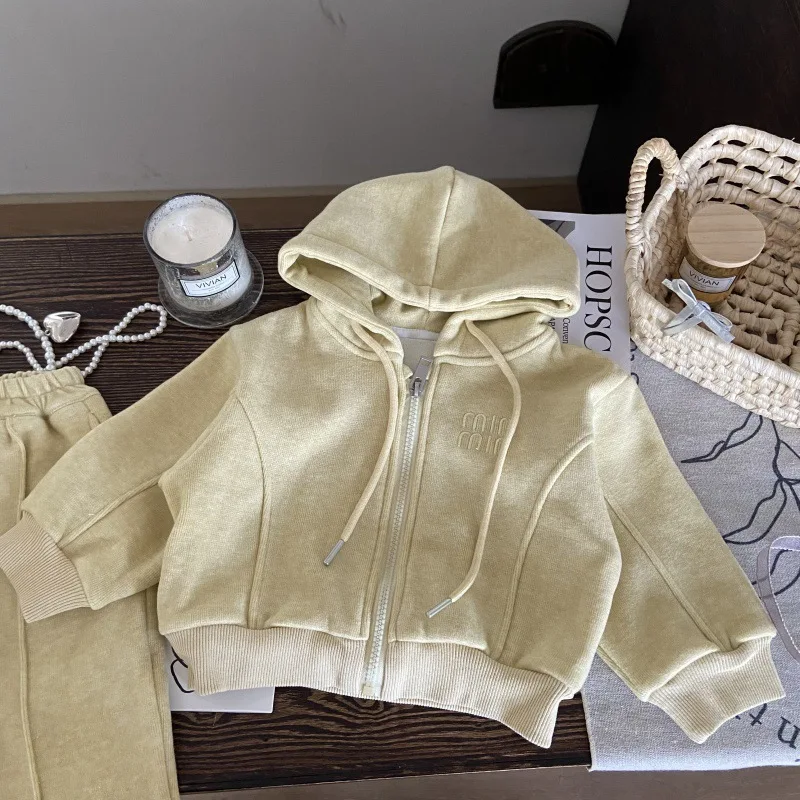 2025 الخريف الشتاء فتاة الأطفال طفل الملابس عادية 2 قطعة مجموعة سترة أنيقة جاكيت زيبرا بنطال ذو قصة أرجل واسعة 3-10 سنوات الزي