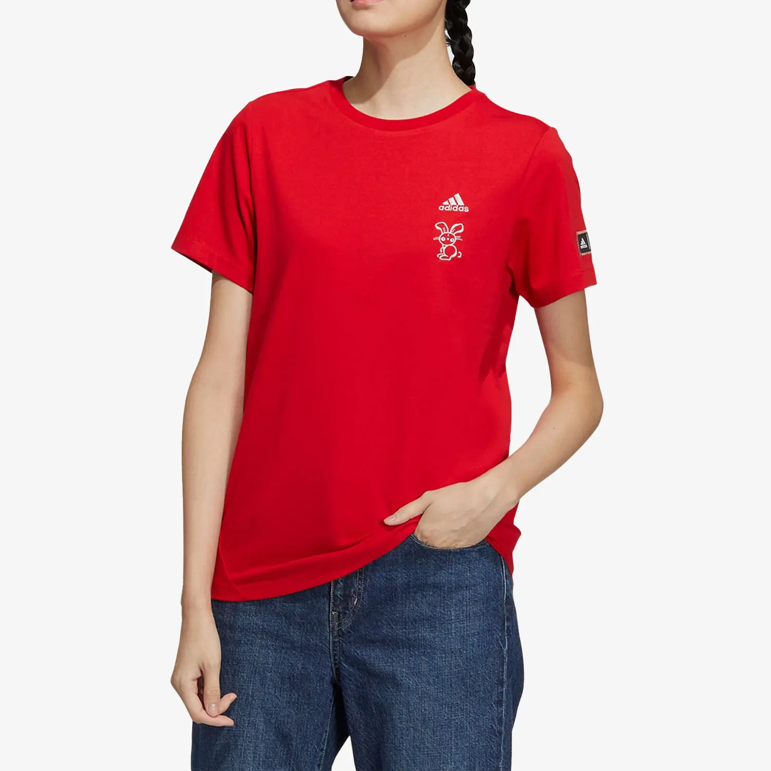 

Официальная летняя новая женская спортивная повседневная дышащая футболка Adidas с короткими рукавами HZ3005