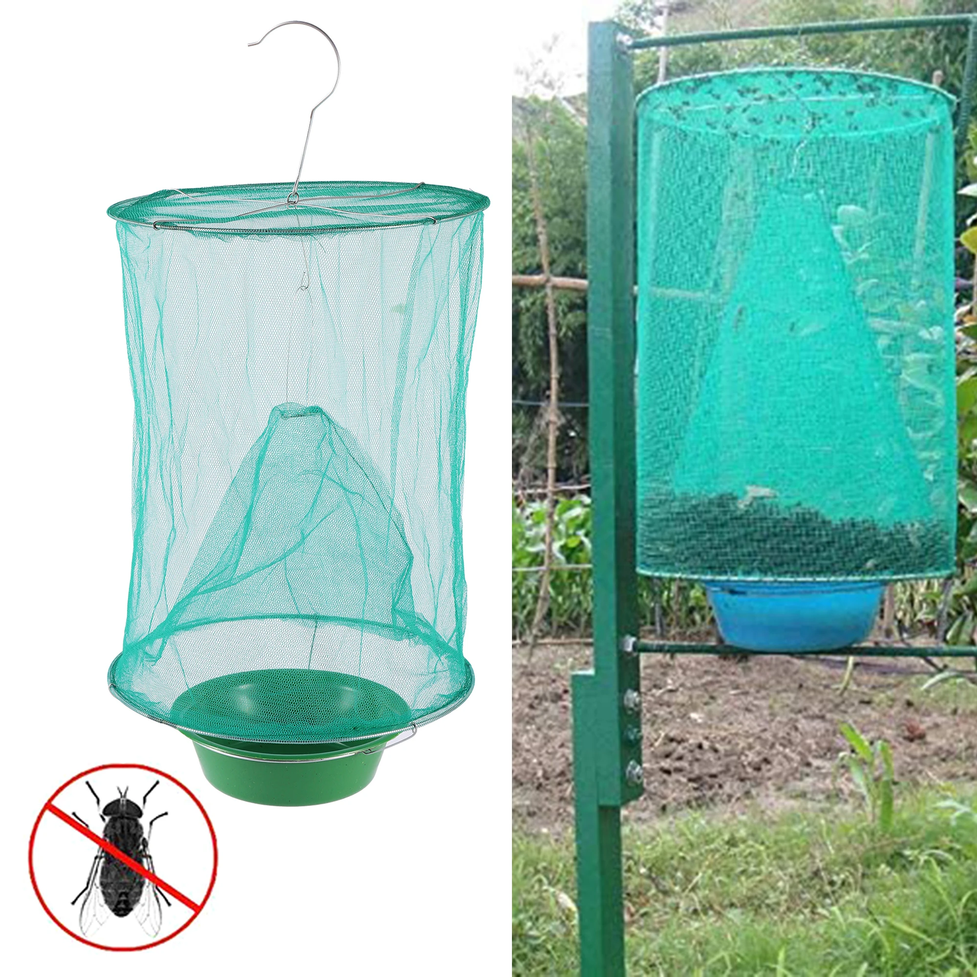 

2Pcs Fly Catcher Killer Pest Control Reusable Hanging Fly Trap Flytrap Cage Net Traps Garden Hanging Flycatcher for Dropshipping