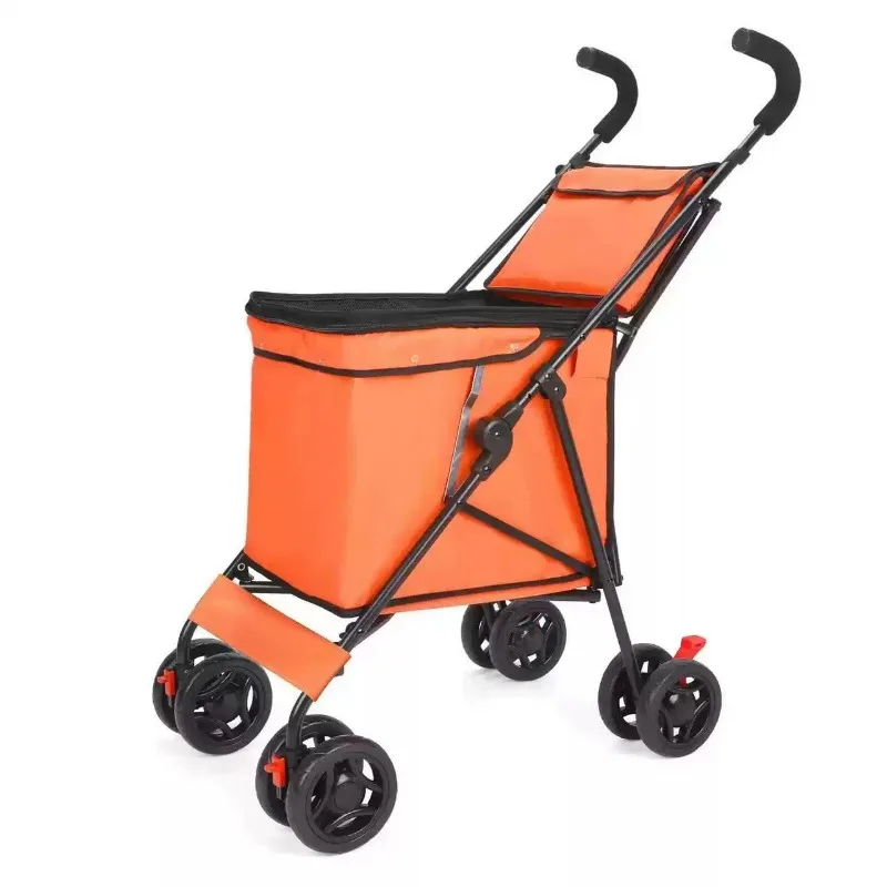Shopping Cart Light Portable Folding Shopping Cart Trolley Trailer Trolley Camping Stall Pulling Goods Pick Up Express Trolley