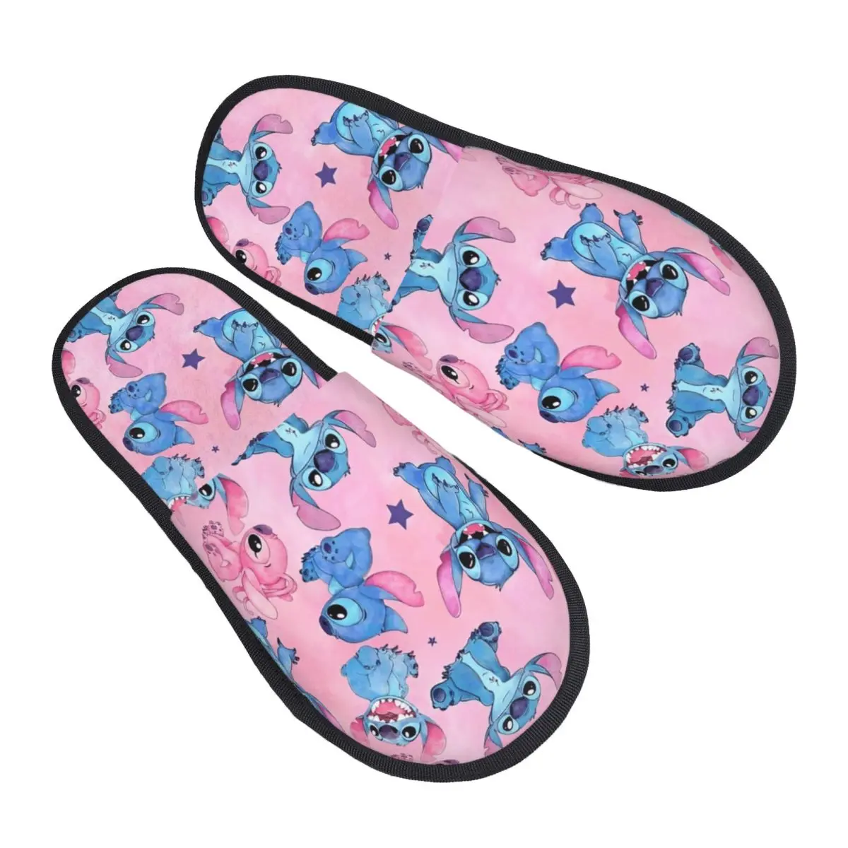 

Lilo And Stitch Cartoon Slippers Non-slip Cozy Household Fur Slippers Slides Living Room