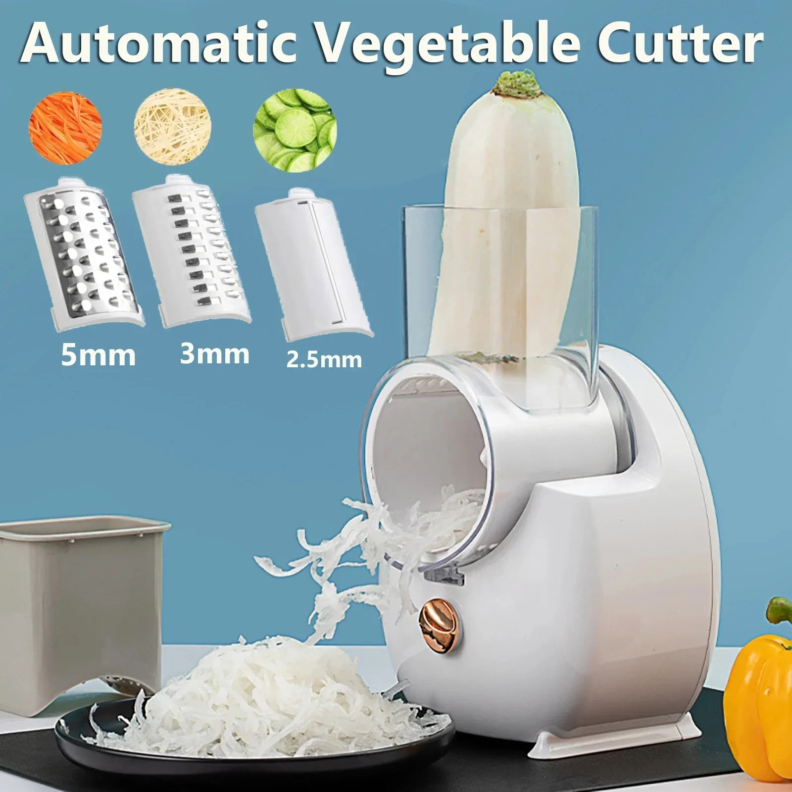 Imagem -02 - Cozinha Elétrica Multi-função Vegetal Cortador Vegetal Automático Cortador Slicer Grate Batata Ralado com Lâminas