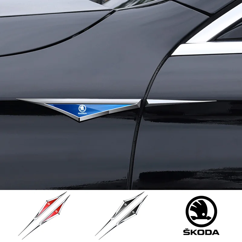 2pcs of car body front door metal modification decorative sticker for Skoda fabia octavia kodiaq superb karoq fabia Accessories