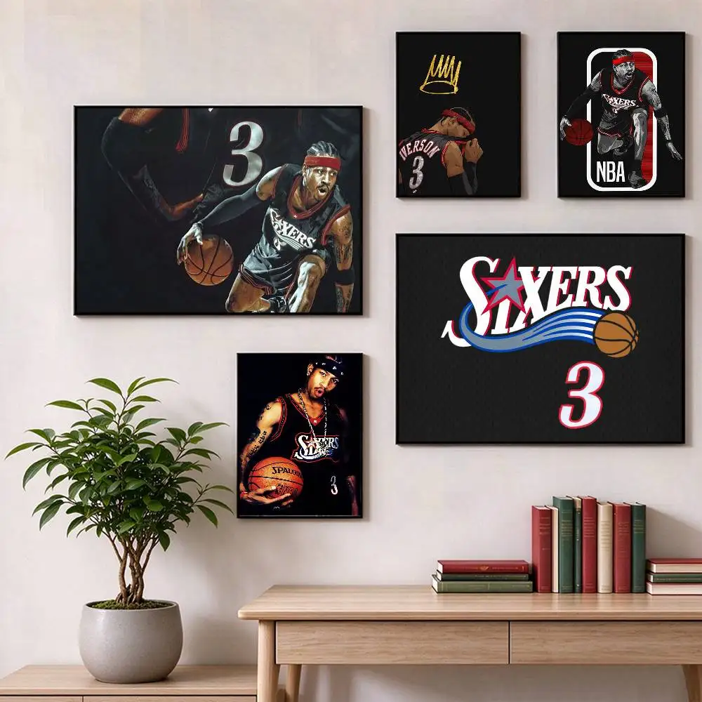 Allen Iverson  Poster Waterproof Wall Art Sticker For Bar Living Room Vintage Decor High Quality Print Gift