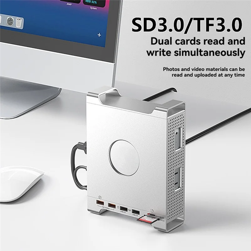 

Док-станция с концентратором USB C для Mac Mini M4, док-станция-концентратор USB 3,2/2,0 SD/TF поддерживает M. 2 NVME 2230/2242/2260/2280