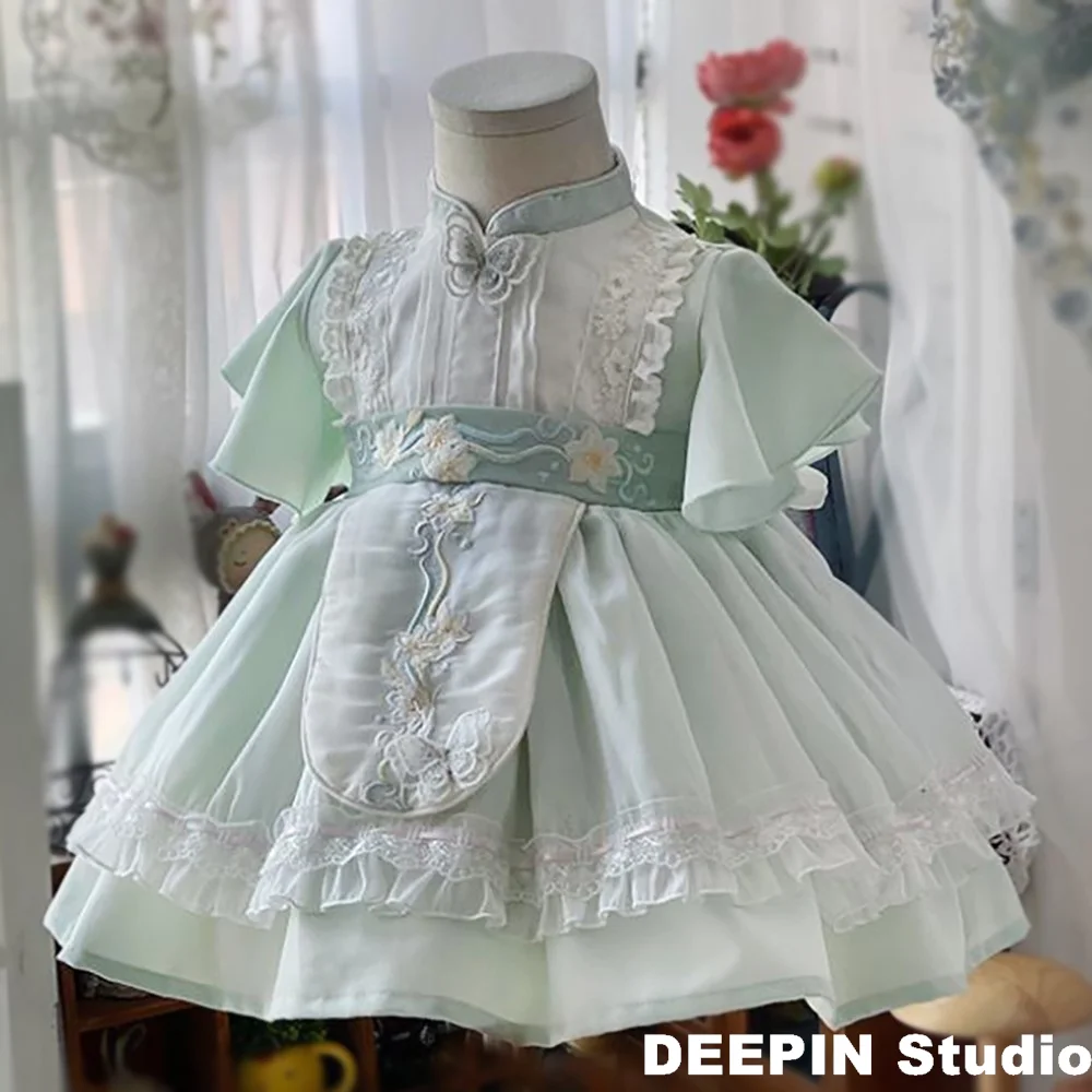 

Girls Princess Dress 2024 New Spanish Vintage Lolita Baby Lace Embroidery Design Birthday Party Easter Girls Cute Dresses12M-8T