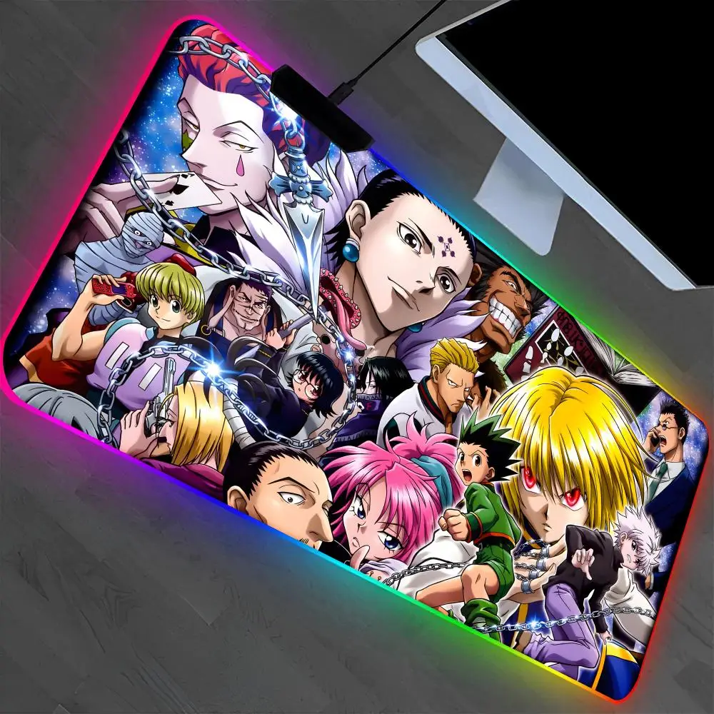 

Коврик для мыши в стиле аниме Hunter X Hunter, коврик для ноутбука, игровой RGB-коврик для мыши с подсветкой, коврик для геймеров с изображением аниме-девушки, настольный коврик для стола